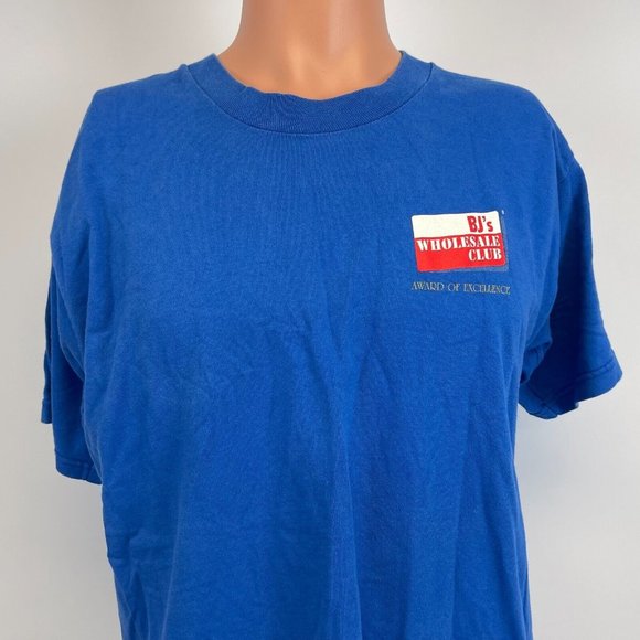 BJ Wholesale Club Store Award Of Excellence Promo T Shirt Vintage 90s Blue L - Picture 1 of 4